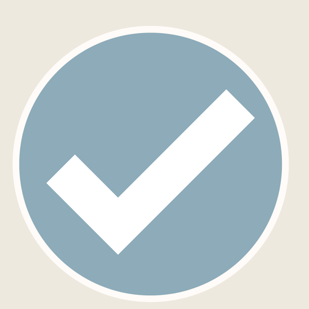 Light blue circle with white tick